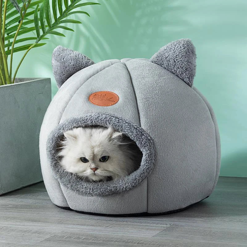 Premium Winter Cat Bed and Small Dog House - Cozy Indoor Cave Nest for Pets