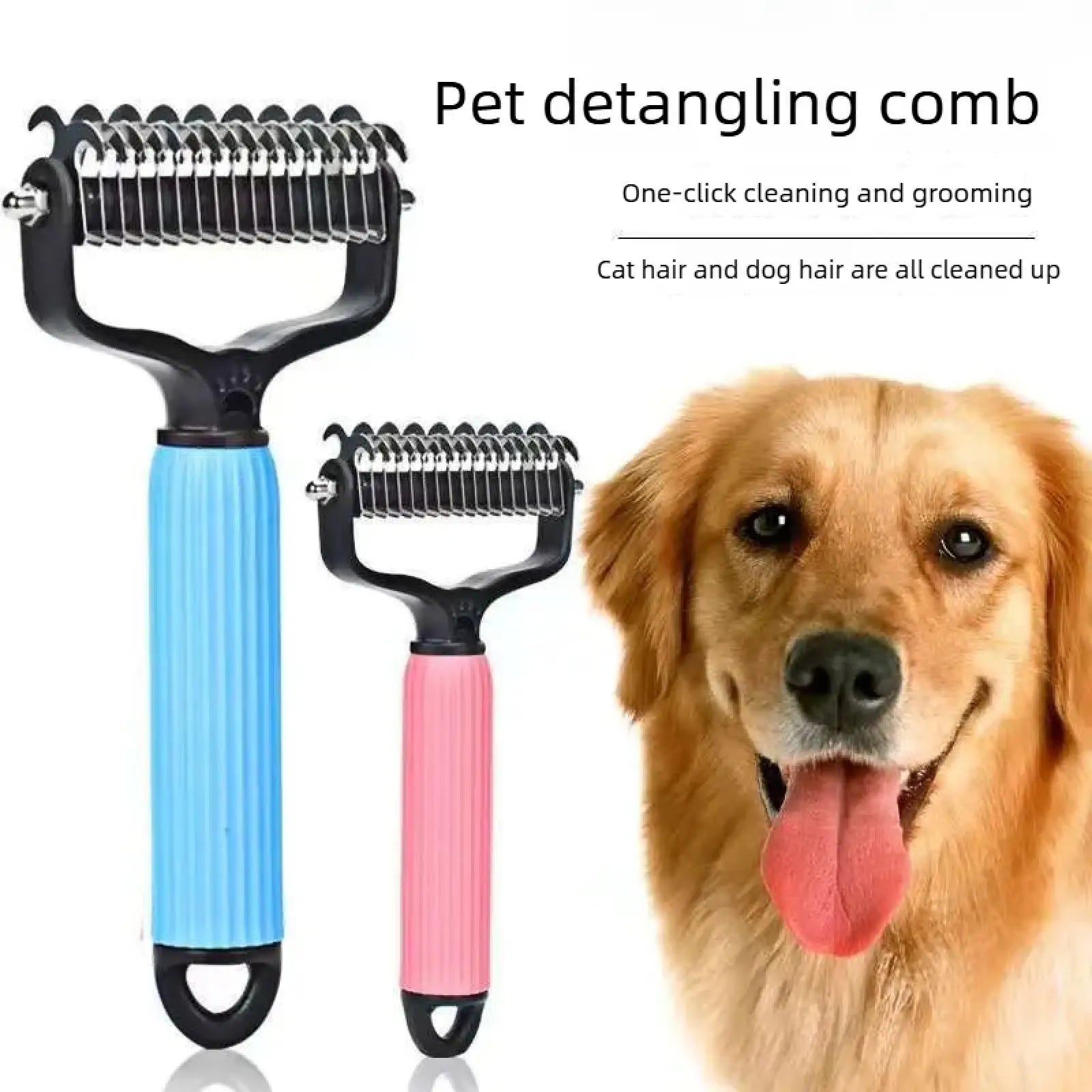 Ferramenta de Higiene para Pets, Pente Universal Desembaraçador para Cães, Design Dupla Face em Aço Inoxidável, Remoção Eficiente de Pelos Soltos & Controle de Nós e Pelos Embolados, Suprimentos Práticos para Manutenção Diária da Pelagem de Cães.