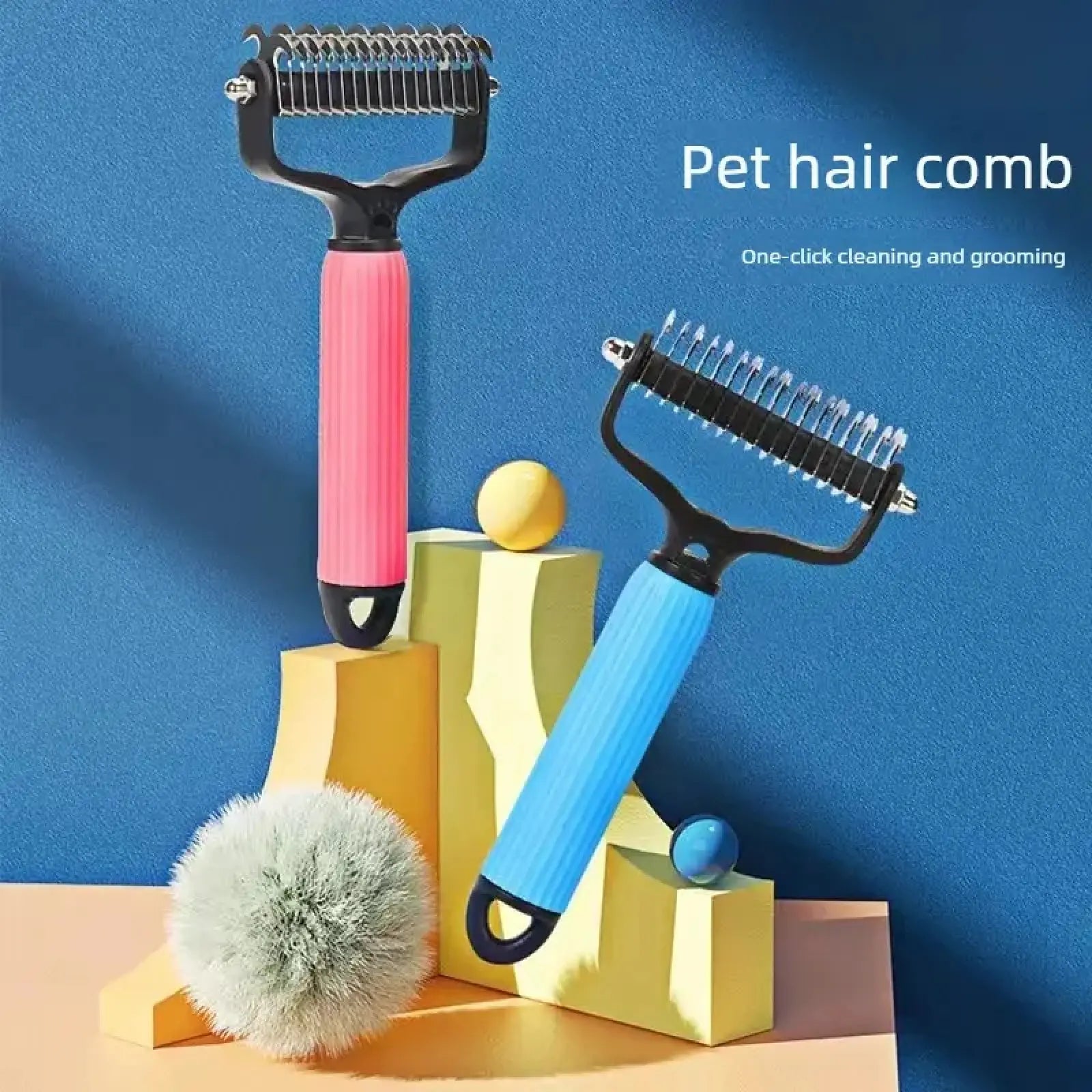 Ferramenta de Higiene para Pets, Pente Universal Desembaraçador para Cães, Design Dupla Face em Aço Inoxidável, Remoção Eficiente de Pelos Soltos & Controle de Nós e Pelos Embolados, Suprimentos Práticos para Manutenção Diária da Pelagem de Cães.