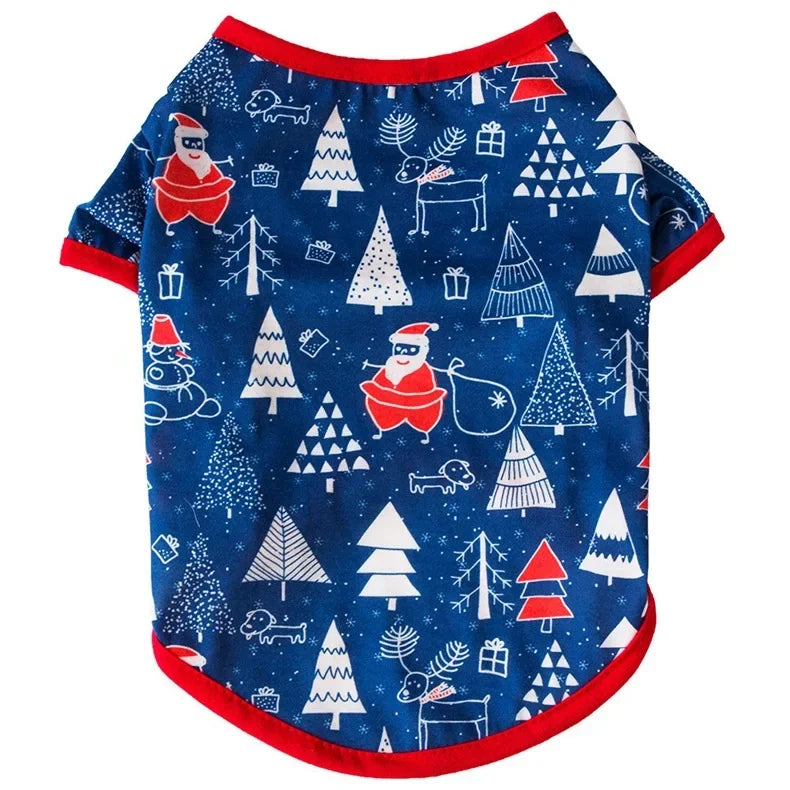 Pet Dog Christmas Shirt Clothes Xmas Vest Soft Shirts Holiday Small Dog Apparel Snowman Printed Puppy Costume for Cats or Dogs