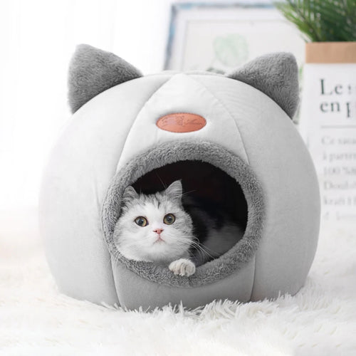 Premium Winter Cat Bed and Small Dog House - Cozy Indoor Cave Nest for Pets
