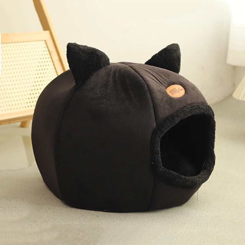 Premium Winter Cat Bed and Small Dog House - Cozy Indoor Cave Nest for Pets