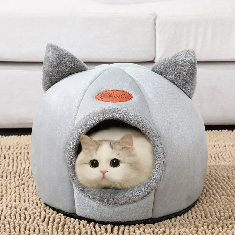 Premium Winter Cat Bed and Small Dog House - Cozy Indoor Cave Nest for Pets