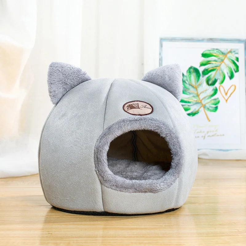 Premium Winter Cat Bed and Small Dog House - Cozy Indoor Cave Nest for Pets